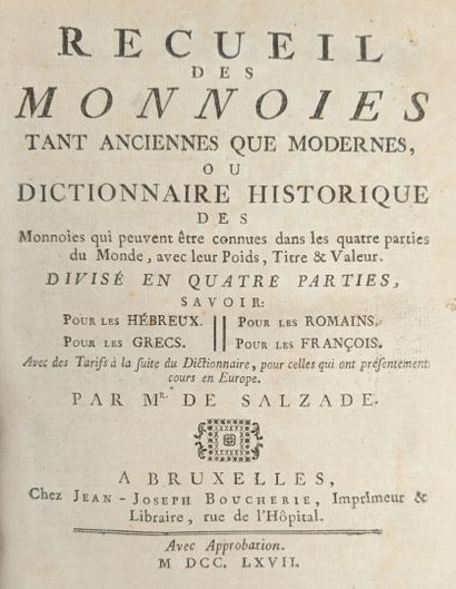 [Numismatique] SALZADE (Mr de). Recueil des...