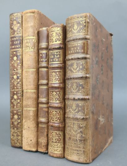 Réunion de 5 volumes in-12 ou in-8 du XVIIIe...