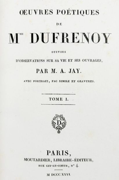 DUFRENOY (Madame). Ouvres. Paris, Moutardier,...