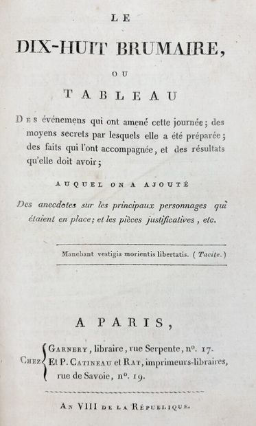 [LOMBARD de LANGRES (Vincent)]. Le 18 Brumaire...