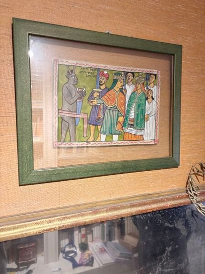 Art Ethiopien Le négus 
Huile sur parchemin
20...