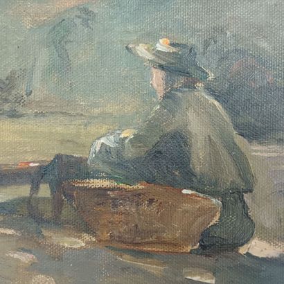 Ecole française Fin 19ème 
Femme assise au...