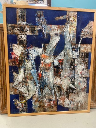 Jean SANGLAR 
Composition , 
Huile ur isorel...
