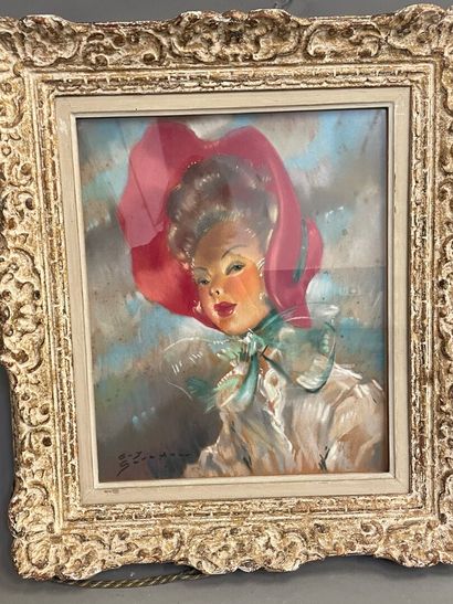 Guy SÉRADOUR (1922-2007).
Elégante au chapeau
Padtel
Signée...