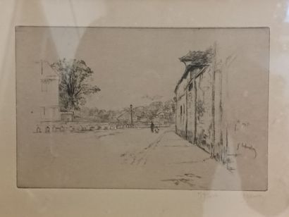 Le quai de l'Hôpital à Troyes,
(Paysage avec...