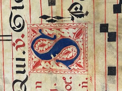 Page d'antiphonaire sur velin avec des lettrines...