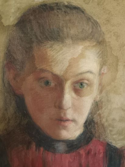 Portrait de jeune fille à la robe rouge,
Circa...