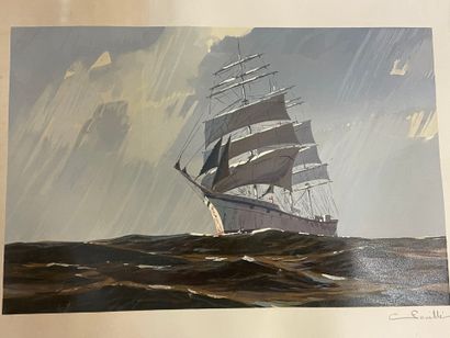 Georges FOUILLE d'après
Voilier
Lithographie...