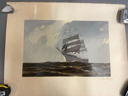 Georges FOUILLE d'après
Voilier
Lithographie...