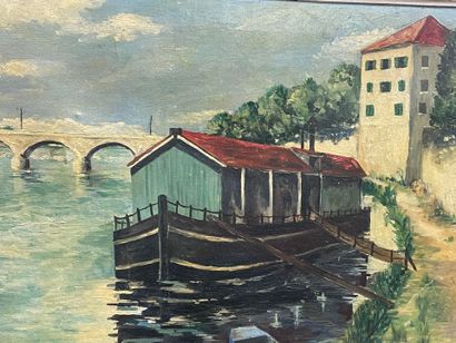 G DEJARDIN
Paysage normand en bord de Seine
huile...