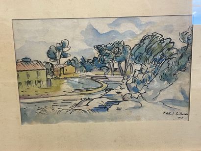 Albert LABASTIE
Aquarelle et encre sur papier,
Signé...