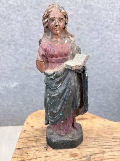 Sainte femme ( Sainte Anne?) en bois sculpté...