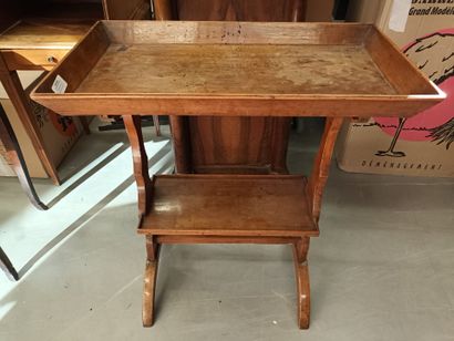 Petite table à ouvrage en bois naturel à...