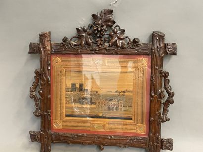 Tableau en marqueterie représentant la ville...