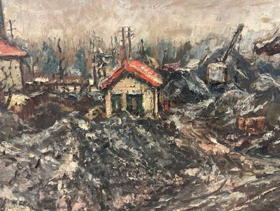 ARMAND
Vue de chantier 
Huile sur panneau...