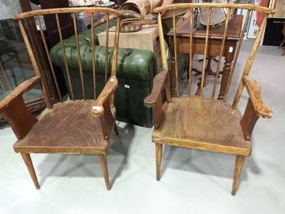 Paire de fauteuil américains à barreaux en...