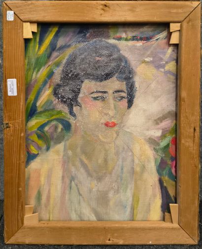 Ecole 1930 Les bains de mer, 
Huile sur toile,
Signée...