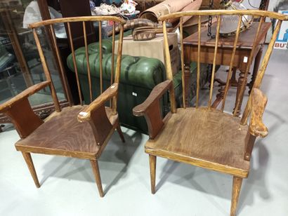 Paire de fauteuil américains à barreaux en...