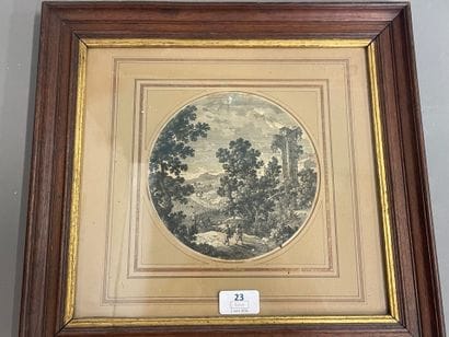 Gravure italienne en noir
Paysage
D : 17...