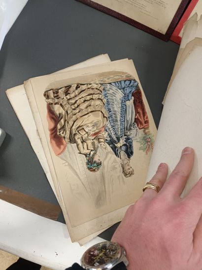 Important lot de gravures de mode fin XIXe,...