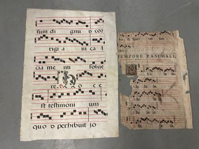 Page d'antiphonaire sur velin avec des lettrines...
