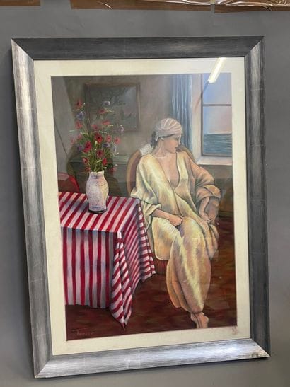 TOUSCO (XXème)
Femme à la fenêtre
Pastel,...