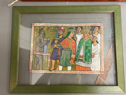 Art Ethiopien Le négus 
Huile sur parchemin
20...