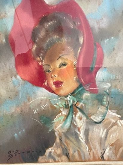 Guy SÉRADOUR (1922-2007).
Elégante au chapeau
Padtel
Signée...