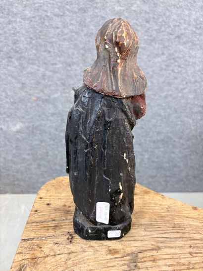 Sainte femme ( Sainte Anne?) en bois sculpté...