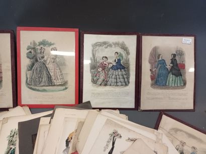 Important lot de gravures de mode fin XIXe,...