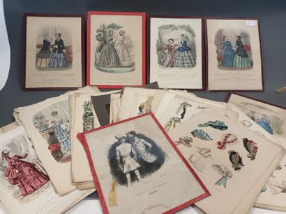 Important lot de gravures de mode fin XIXe,...