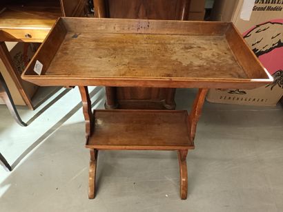 Petite table à ouvrage en bois naturel à...