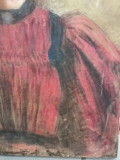 Portrait de jeune fille à la robe rouge,
Circa...