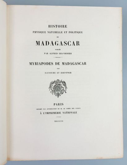 [Madagascar] GRANDIDIER (Alfred). Histoire...