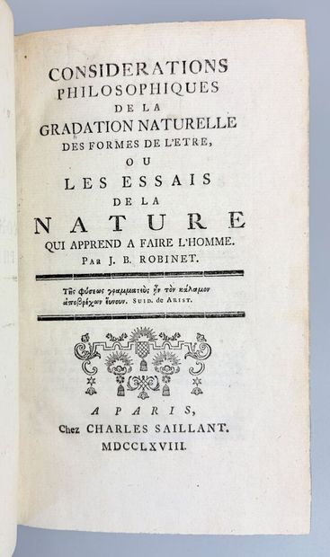 [Philosophie] [Science] ROBINET (Jean-Baptiste-René)....