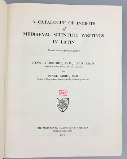 [Bibliographie] THORNDIKE (Lynn) et Pearl...