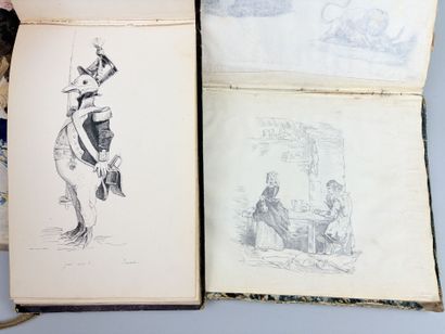 Ensemble de 3 albums in-8 de dessins originaux...