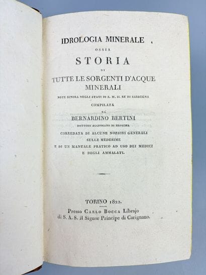 [Thermalisme] BERTINI (Bernardino). Idrologia...