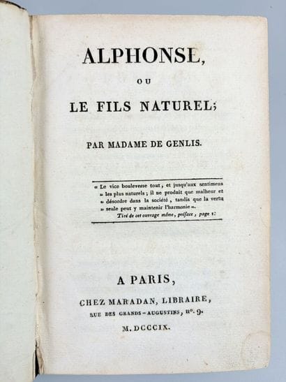 GENLIS (Stéphanie Félicité du Crest de Saint-Aubin,...