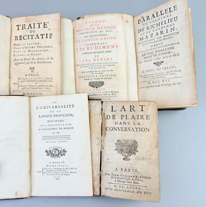 5 volumes in-12 reliés du XVIIe ou du XVIIIe...