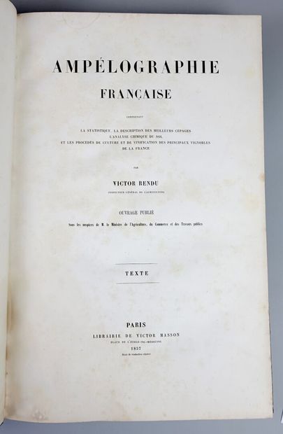 RENDU (Victor). Ampélographie française comprenant...