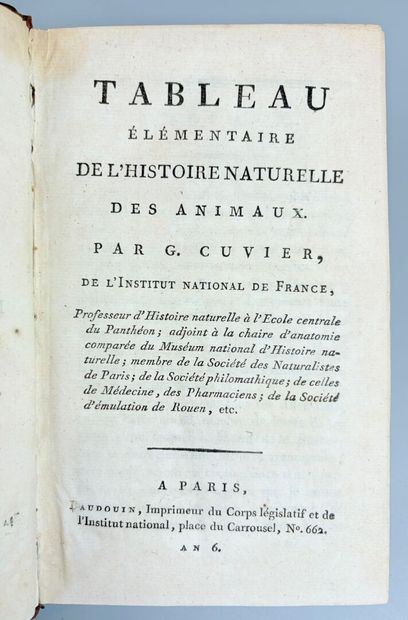 CUVIER (Georges). Tableau élémentaire de...