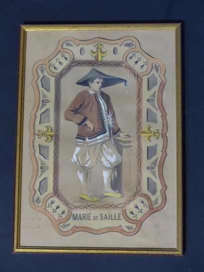 Suite de 5 dessins préparatoires aquarellés....