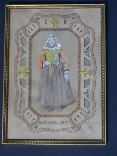 Suite de 5 dessins préparatoires aquarellés....