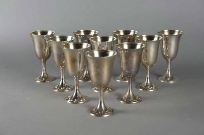 GORHAM, New York 10 coupes sur pied en argent,...
