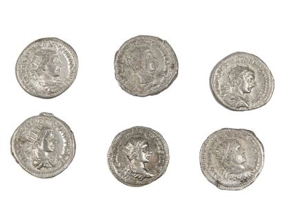 LOT de 6 antononiens de CARACALLA et ELAGABALE...