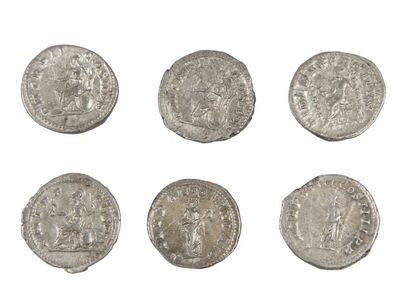 LOT de 6 antononiens de CARACALLA et ELAGABALE...