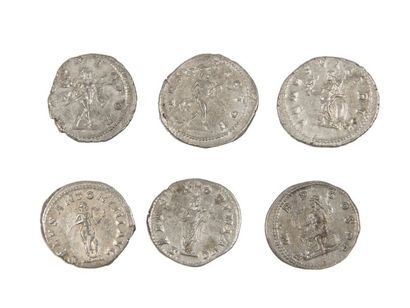 LOT de 6 antononiens de CARACALLA et ELAGABALE...