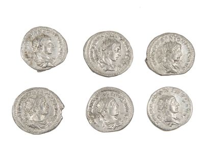 LOT de 6 antononiens de CARACALLA et ELAGABALE...