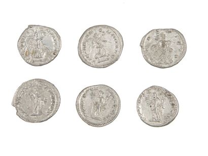 LOT de 6 antononiens de CARACALLA et ELAGABALE...